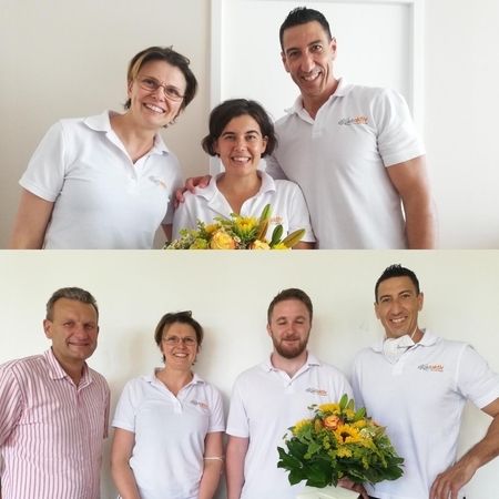 Gruppenfotos zum Jubiläum von Sandra und Andy