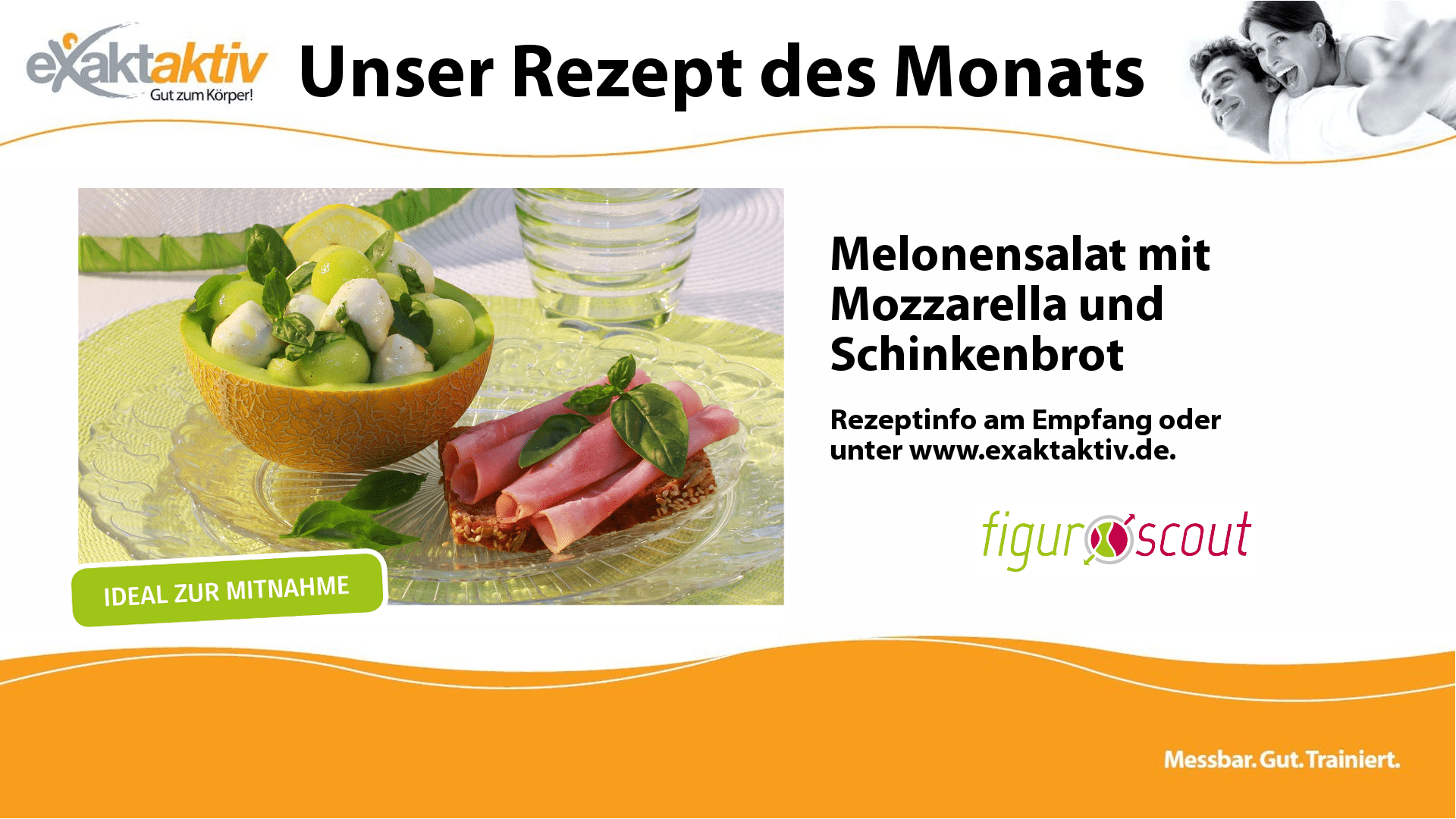 Melonensalat mit Mozzarella und Schinkenbrot
