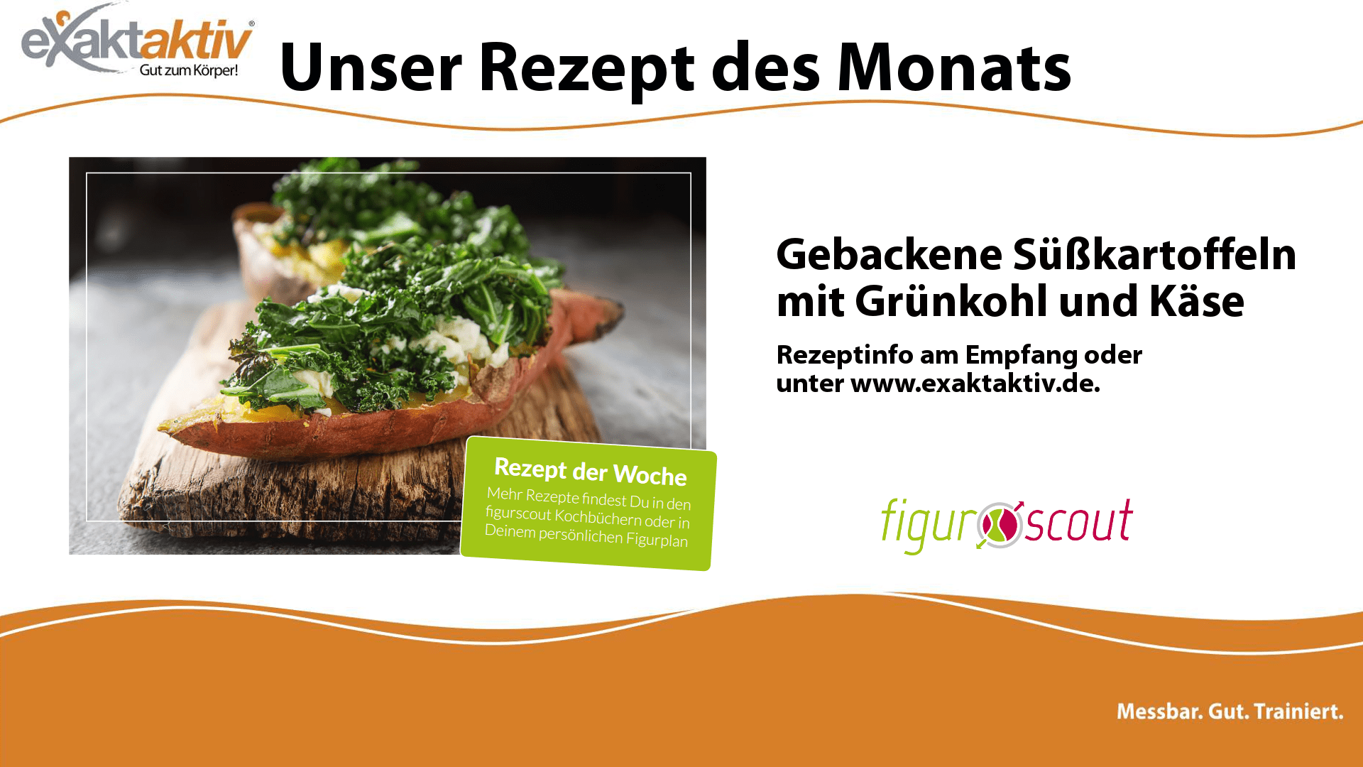 Überbackene Süßkartoffeln mit Grünkohl und Käse